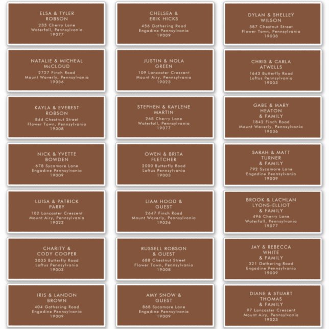 einfache Wüste | Dark Cinnamon Address Labels (Vorderseite)