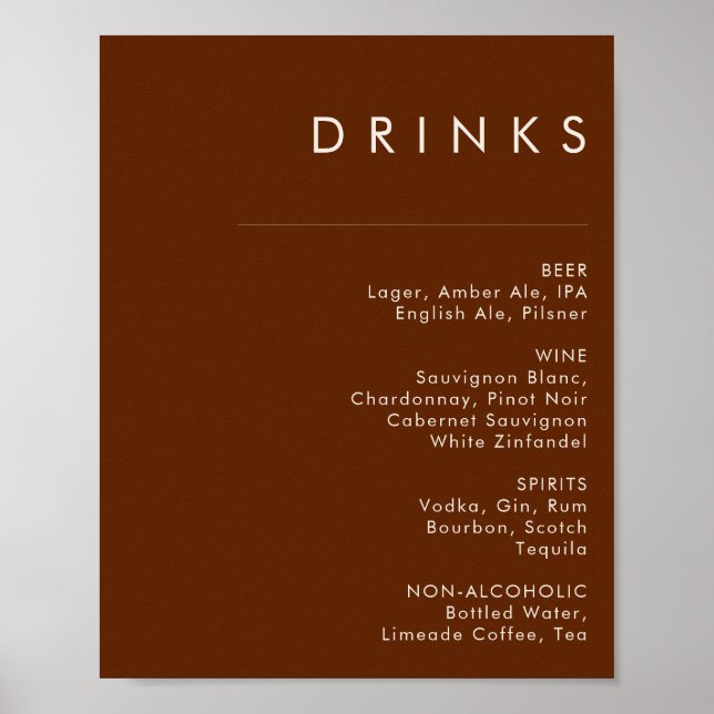 einfache Wüste | Dark Cinnamon Drinks Menü Signier Poster (Vorne)