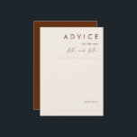 einfache Wüste | Dark Cinnamon Wedding Advice Card Hinweiskarte<br><div class="desc">Diese einfache Wüste | Dark Cinnamon Hochzeitsratenkarte ist genau das, was Sie suchen, um Ihre moderne rustikale Hochzeit zu vervollständigen. Ideal für einen Vintag minimalistischen Western oder einen Retro-Fall-Böhmen-Gefühl. Die minimale natürliche weiße Schrift Pop mit diesem farbenfrohen Herbsthintergrund. Sie können wählen, wie es behalten wird, oder es mit eigenen Kunstwerken...</div>