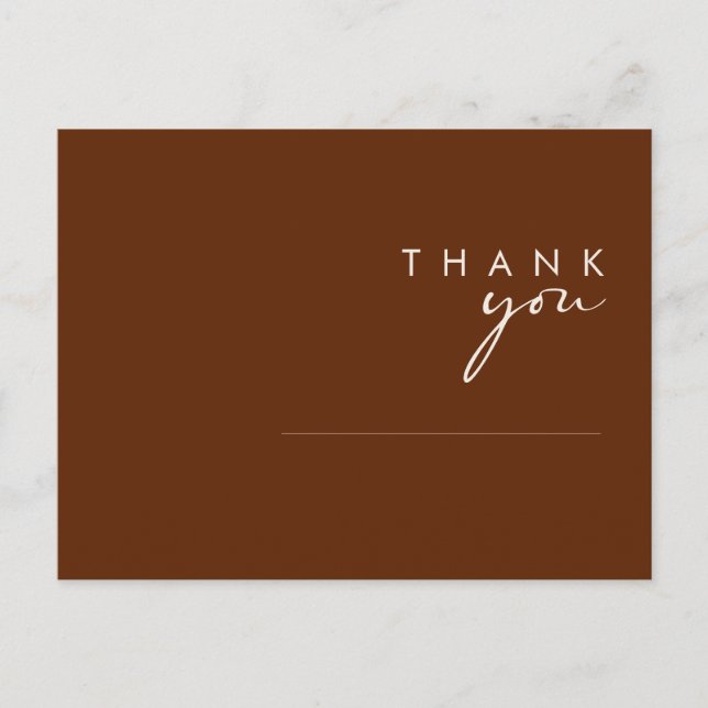 einfache Wüste | Dark Cinnamon Wedding Danke Po Postkarte (Vorderseite)