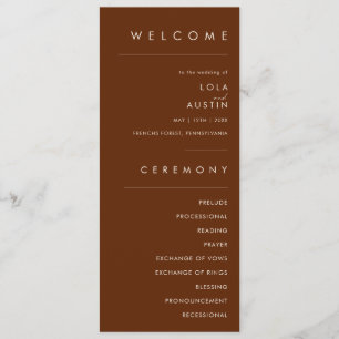 einfache Wüste Dark Cinnamon Wedding Program Programm