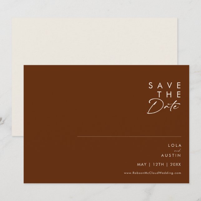einfache Wüste | Dunkle Zimtscheibe Horizontal Save The Date (Vorne/Hinten)