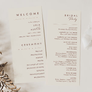 einfache Wüste Natural White Wedding Program Programm