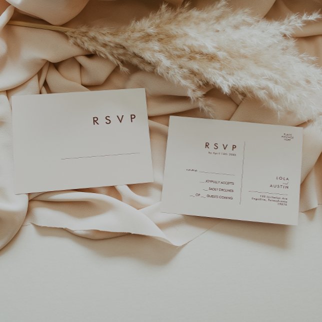 einfache Wüste | Natural White Wedding RSVP Postkarte (Von Creator hochgeladen)