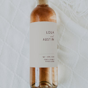 einfache Wüste Natural White Wedding Wine Label Weinetikett
