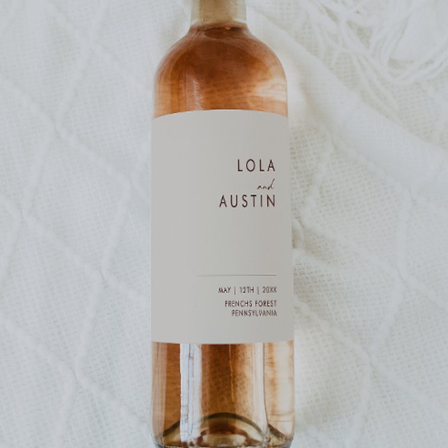 einfache Wüste | Natural White Wedding Wine Label Weinetikett (Von Creator hochgeladen)