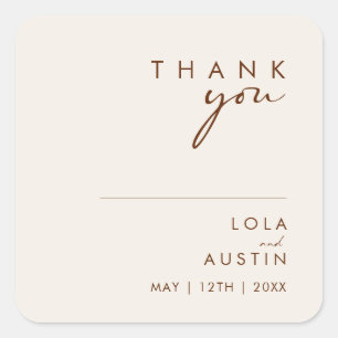 einfache Wüste   Natürliches Weiß Danke Hochzeit Quadratischer Aufkleber