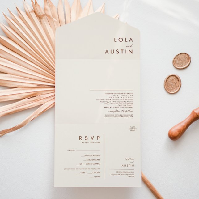 einfache Wüste | Natürliches weißes Siegel und Sen All In One Einladung (Von Creator hochgeladen)