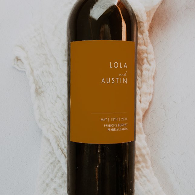 einfache Wüste | Orange Wedding Wine Label Weinetikett (Von Creator hochgeladen)