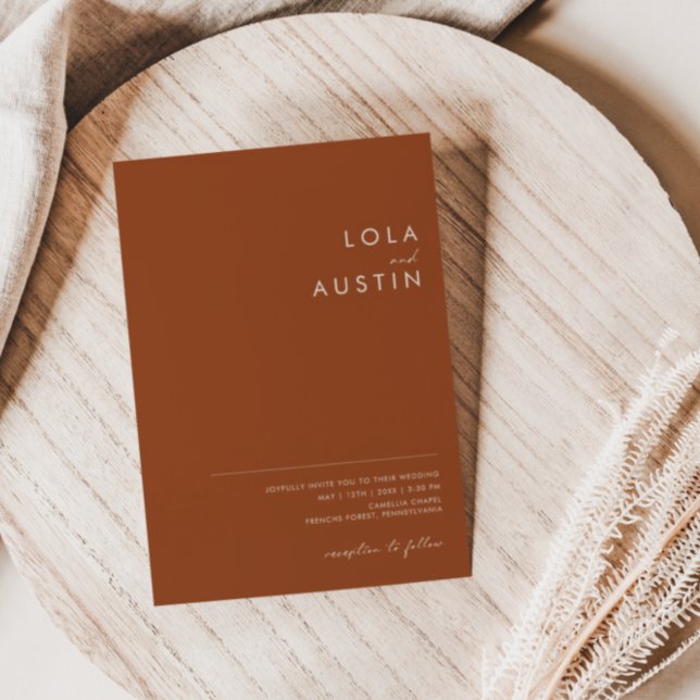 einfache Wüste | Terracotta auf einer Hochzeit Einladung (Von Creator hochgeladen)