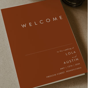 einfache Wüste Terracotta Folded Wedding Program Programm
