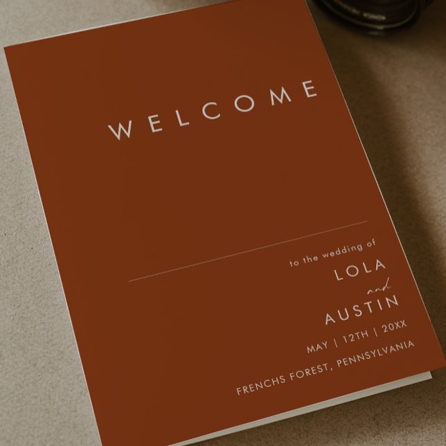 einfache Wüste | Terracotta Folded Wedding Program Programm (Von Creator hochgeladen)