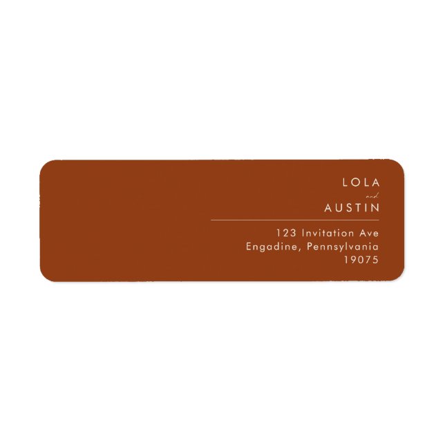 einfache Wüste | Terracotta Return Address Label (Vorne)