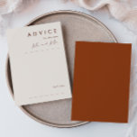 einfache Wüste | Terracotta Wedding Advice Card Hinweiskarte<br><div class="desc">Diese einfache Wüste | Terracotta Hochzeitsberatungskarte ist genau das, was Sie suchen, um Ihre moderne rustikale Hochzeit zu vervollständigen. Ideal für einen Vintag minimalistischen Western oder einen Retro-Fall-Böhmen-Gefühl. Die minimale natürliche weiße Schrift Pop mit diesem farbenfrohen Herbsthintergrund. Sie können wählen, wie es behalten wird, oder es mit eigenen Kunstwerken oder...</div>