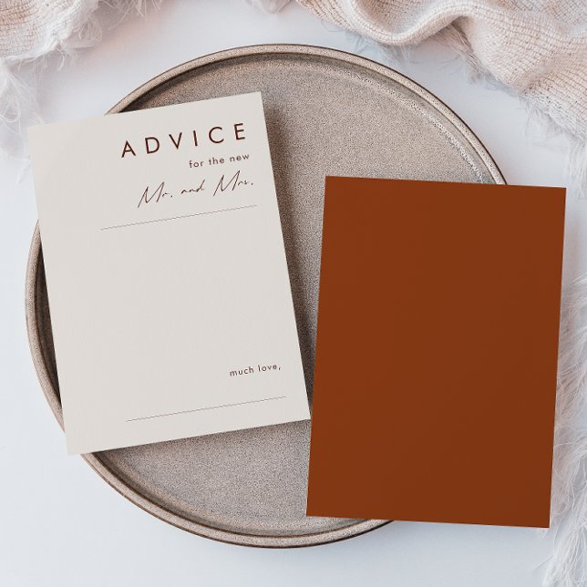 einfache Wüste | Terracotta Wedding Advice Card Hinweiskarte (Von Creator hochgeladen)