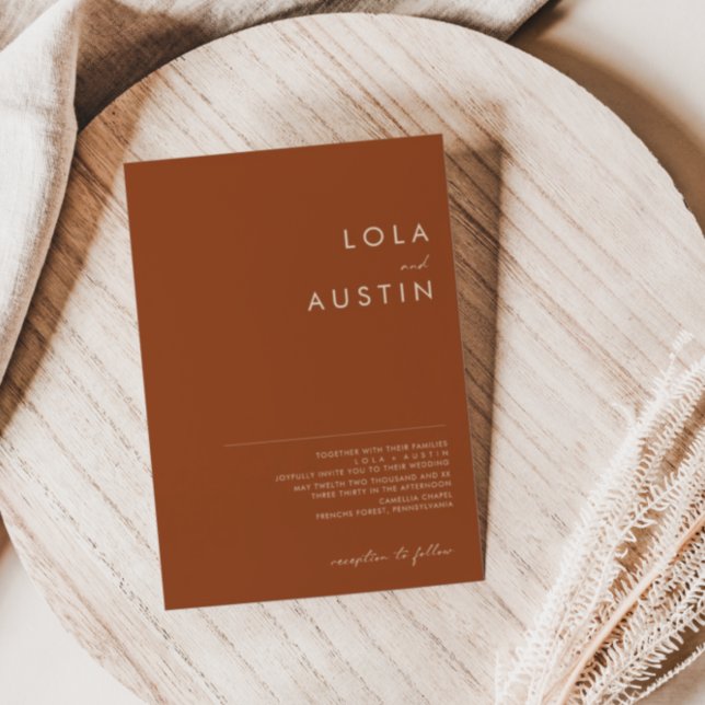 einfache Wüste | Terracotta Wedding Einladung (Von Creator hochgeladen)
