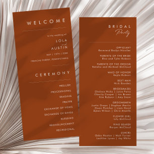 einfache Wüste Terracotta Wedding Program Programm