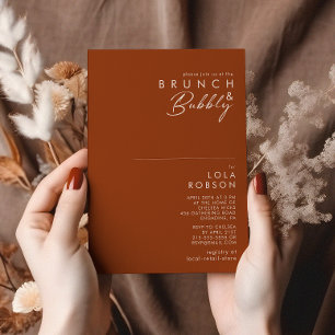 Einfache Wüste Terrakotta Brunch & Bubbly Hochze Einladung