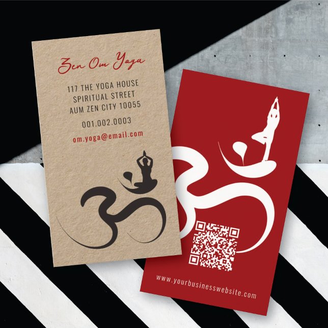 Einfache Yoga Om Ohm Calligraphy Zen Business Card Visitenkarte (Simple Minimalist Zen Spiritual Holistic Yoga Om/Aum Calligraphy Symbol Business Card @ fatfatin)