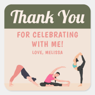 Einfache Yoga-Studio-Dankeschön-Aufkleber Quadratischer Aufkleber