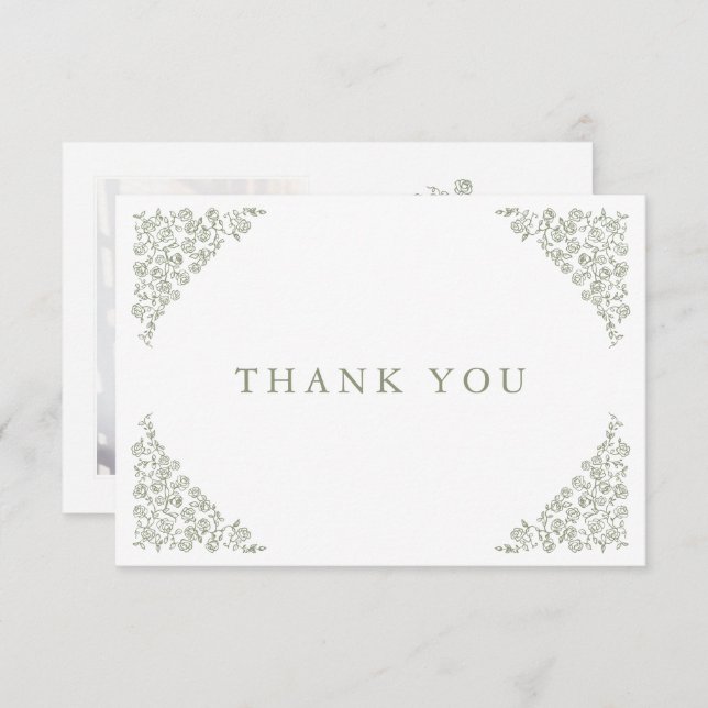 Einfache, zarte, florallose Grünen Hochzeit Dankeskarte (Vorne/Hinten)