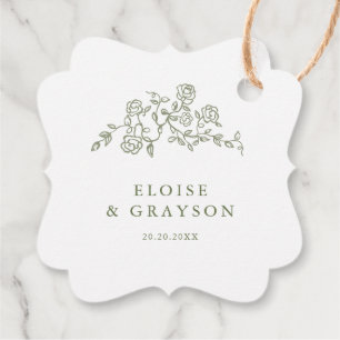 Einfache, zarte, florallose Grünen Hochzeit Geschenkanhänger