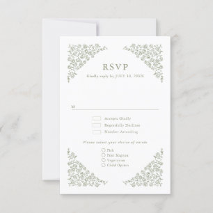 Einfache, zarte, florallose Grünen Hochzeit RSVP Karte