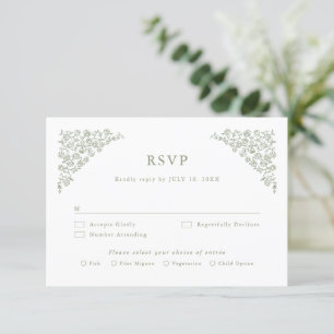 Einfache, zarte, florallose Grünen Hochzeit RSVP Karte
