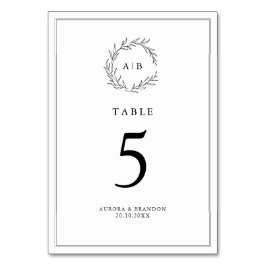 Einfache, zarte, florallose Grünen Hochzeit Tischnummer