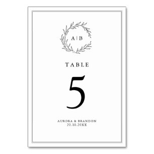 Einfache, zarte, florallose Grünen Hochzeit Tischnummer