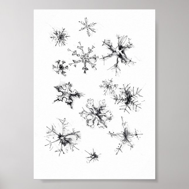 Einfache, zarte Schneeflocken Poster (Vorne)