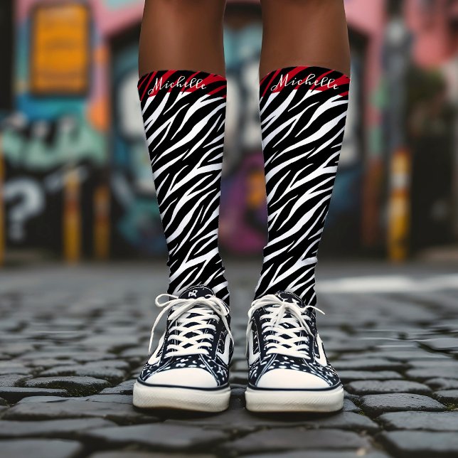 Einfache Zebra Print Schwarz-weiß Niedlich Moderne Socken (Von Creator hochgeladen)