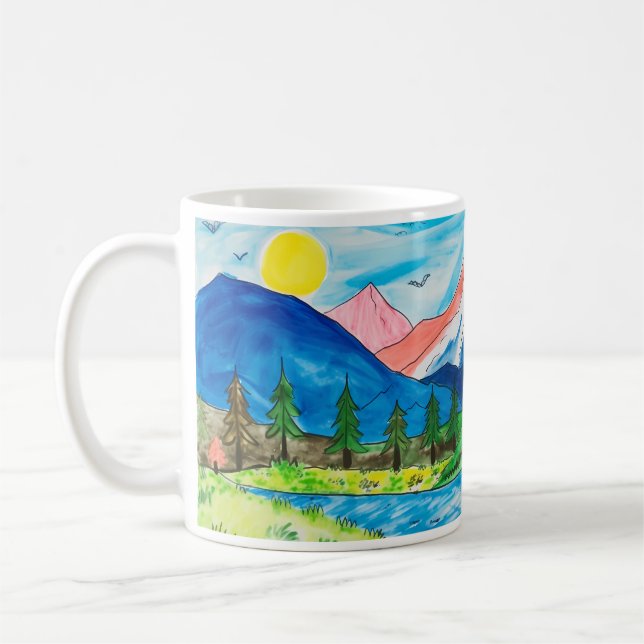 Einfache Zeichn von Bergen durch Kinder Kaffeetasse (Links)