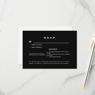 Einfache zeitgenössische Hochzeit in Schwarz-Weiß RSVP Karte