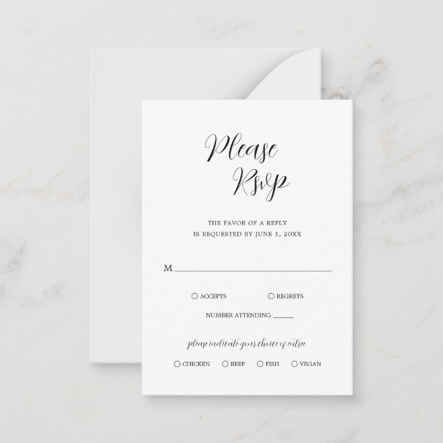 Einfache zeitgenössische RSVP-Karte für Hochzeiten Mitteilungskarte (Vorderseite)