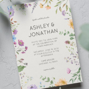 Einfache, zeitlose Alabaster-Hochzeit in der Wildb Einladung