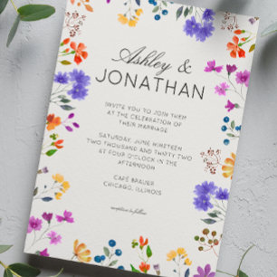Einfache, zeitlose Alabaster-Hochzeit in der Wildb Einladung