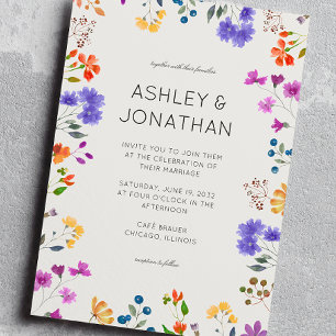 Einfache, zeitlose Alabaster-Hochzeit in der Wildb Einladung