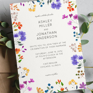 Einfache, zeitlose Alabaster-Hochzeit in der Wildb Einladung