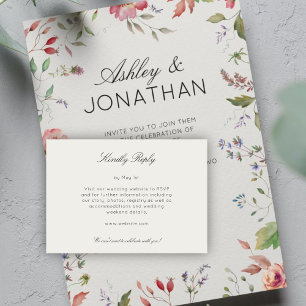 Einfache, zeitlose Alabaster-Hochzeit in der Wildb RSVP Karte