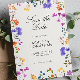 Einfache, zeitlose Alabaster-Hochzeit in der Wildb Save The Date