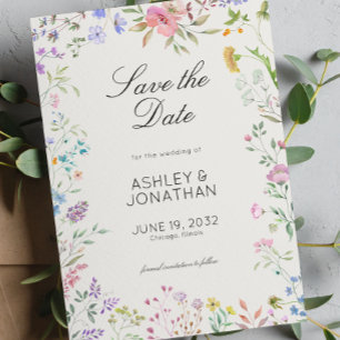 Einfache, zeitlose Alabaster-Hochzeit in der Wildb Save The Date