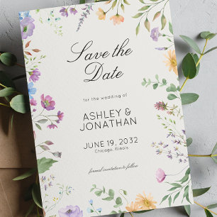 Einfache, zeitlose Alabaster-Hochzeit in der Wildb Save The Date