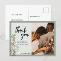 Einfache zeitlose Foto Hochzeit Danke Postkarte