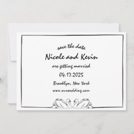 Einfache zeitlose, handgeschriebene Swan-Illustrat Save The Date