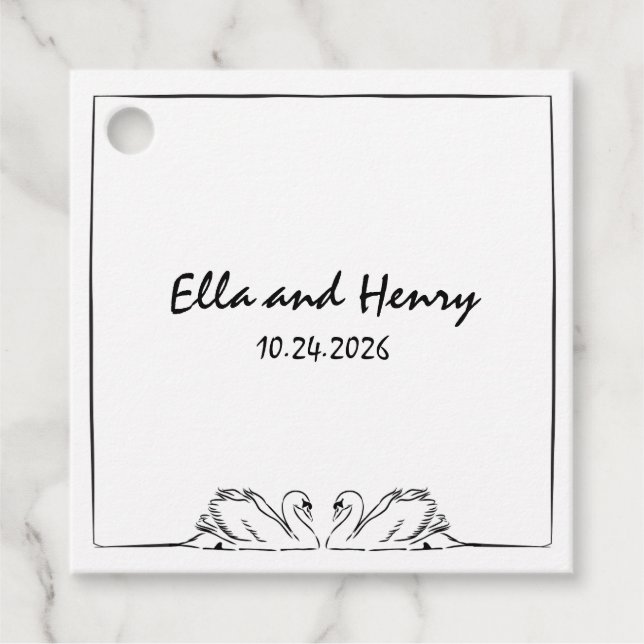 Einfache zeitlose, handgeschriebene Swan Lässige H Geschenkanhänger (Vorderseite)