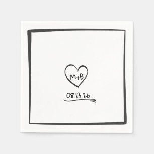 Einfache Zeitlose Handgezeichnete Initialen Sketch Serviette