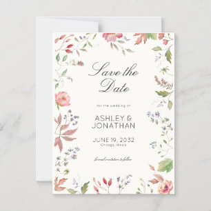 Einfache, zeitlose, weiße Wildblume Hochzeit Magneteinladung