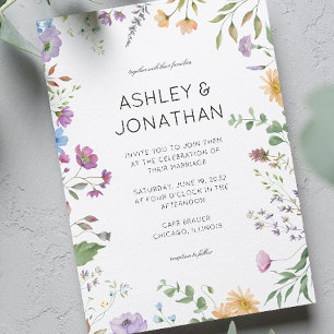 Einfache, zeitlose Wildblume Hochzeit Einladung