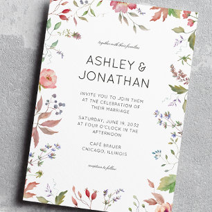 Einfache, zeitlose Wildblume Hochzeit Einladung
